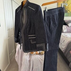 Bebe Navy Denim Jacket and Pants Set